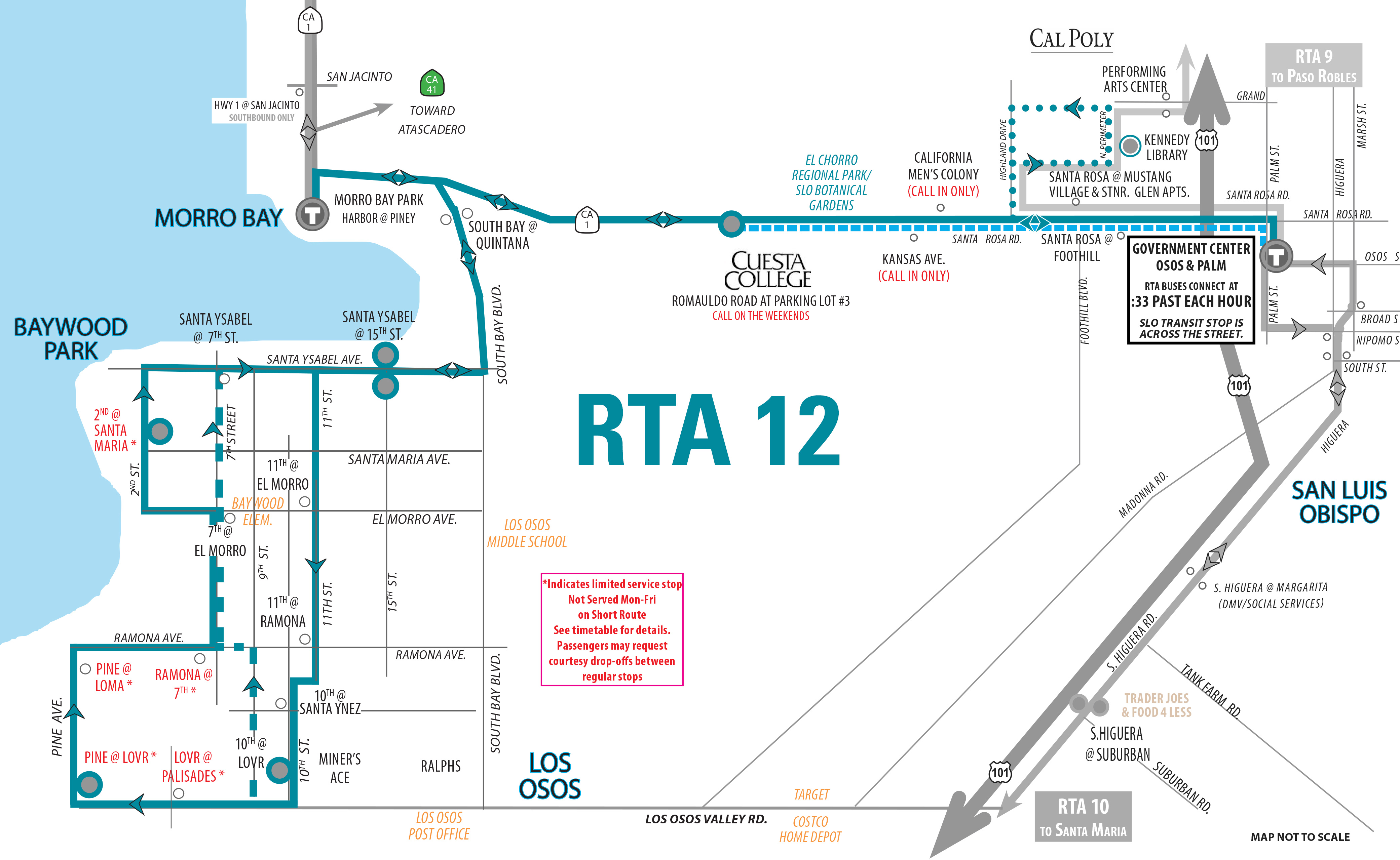 Route 12 Slo Cuesta College Morro Bay Los Osos San Luis Obispo Regional Transit Authority
